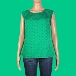 Merona Green Floral Dot Print Keyhole Back Top Size Small - "Tamela"